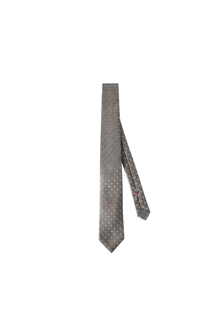 Silk tie with geometric floral pattern, Alternate, color, Grey