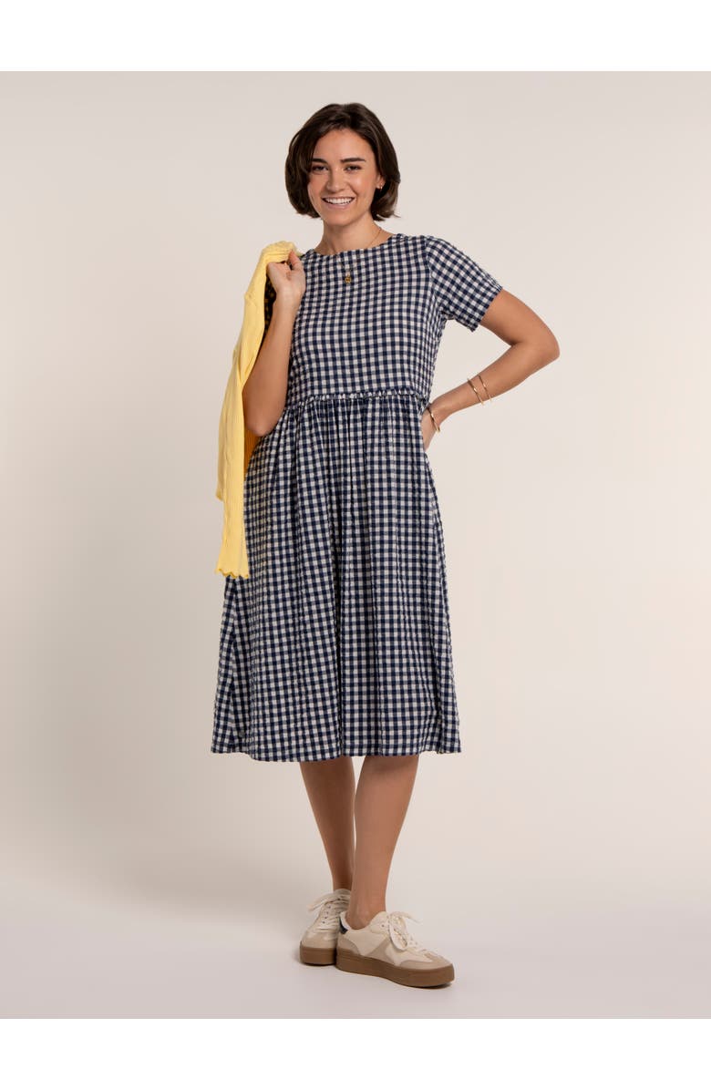 Brakeburn Perla Gingham Midi Dress, Main, color, Blue