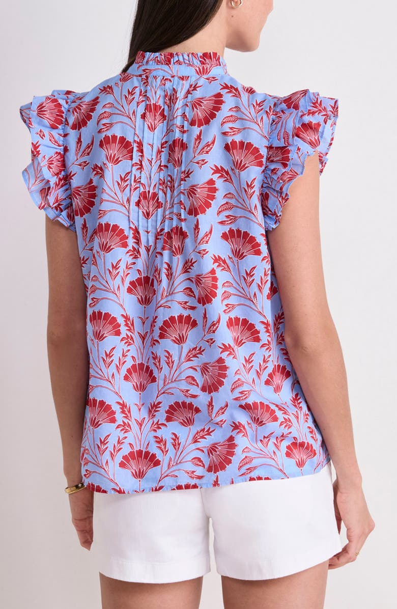 vineyard vines Floral Flutter Sleeve Cotton Top, Alternate, color, Harper Floral