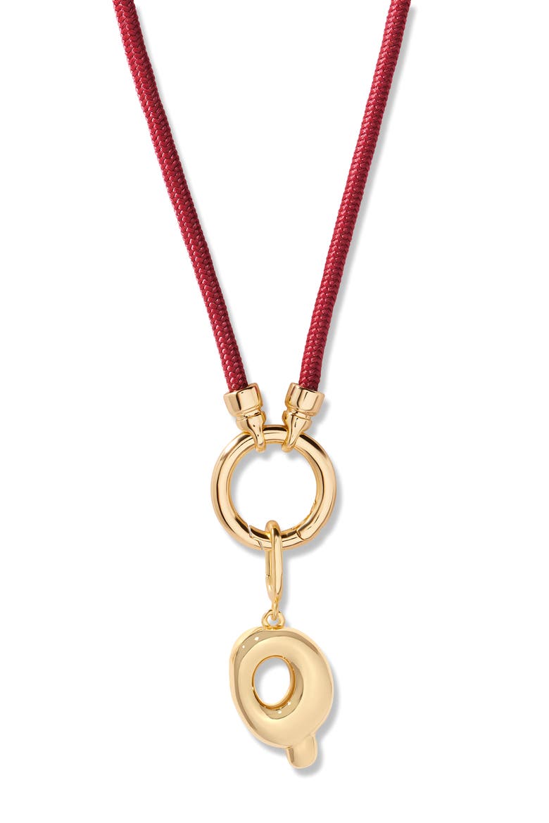 Kai Initial Charm Necklace, Main, color, GOLD/ PURPLE Q
