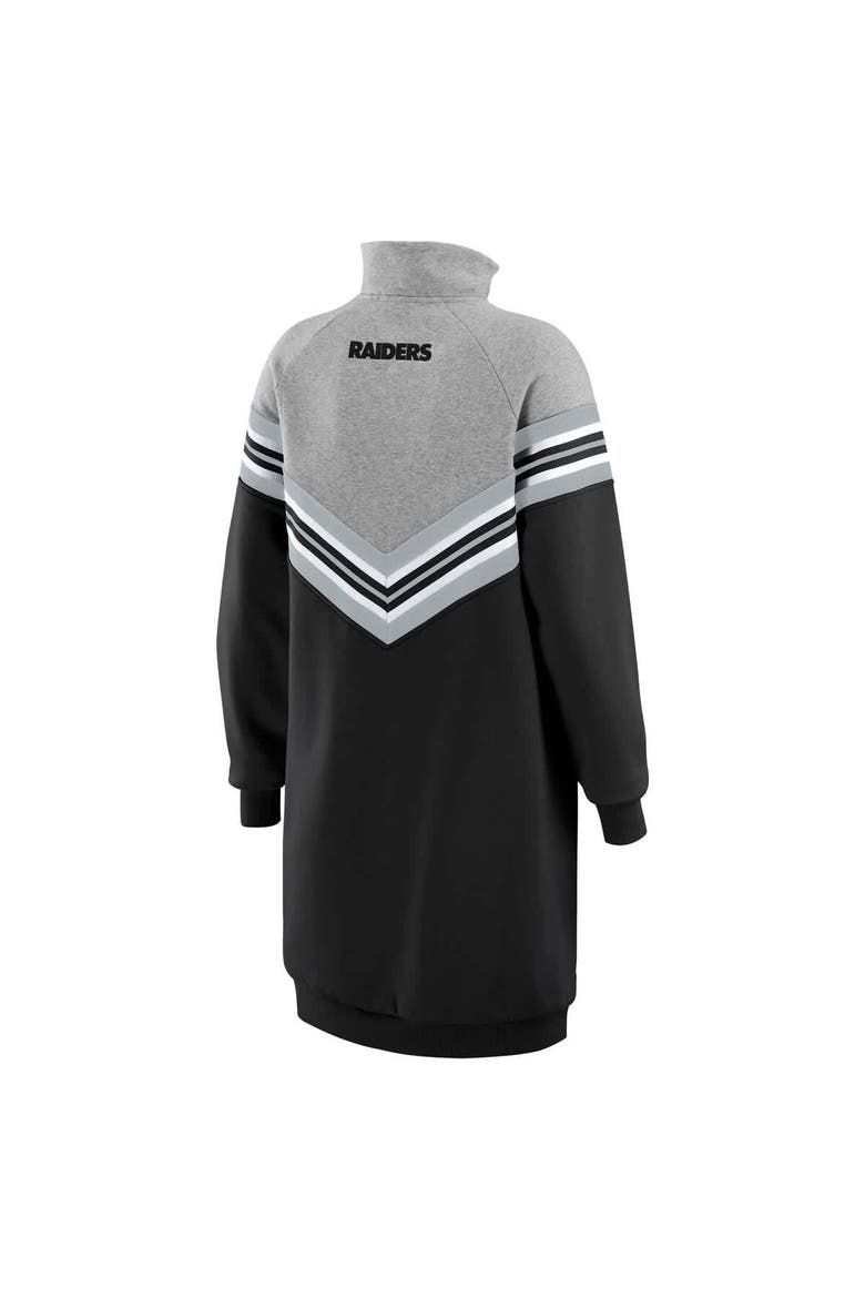 Women's WEAR by Erin Andrews  Black/Heather Gray Las Vegas Raiders Chevron Stripe Dress, Alternate, color, Black
