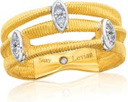 SUZY LEVIAN Golden Helix Three Row Triple Oval Ring