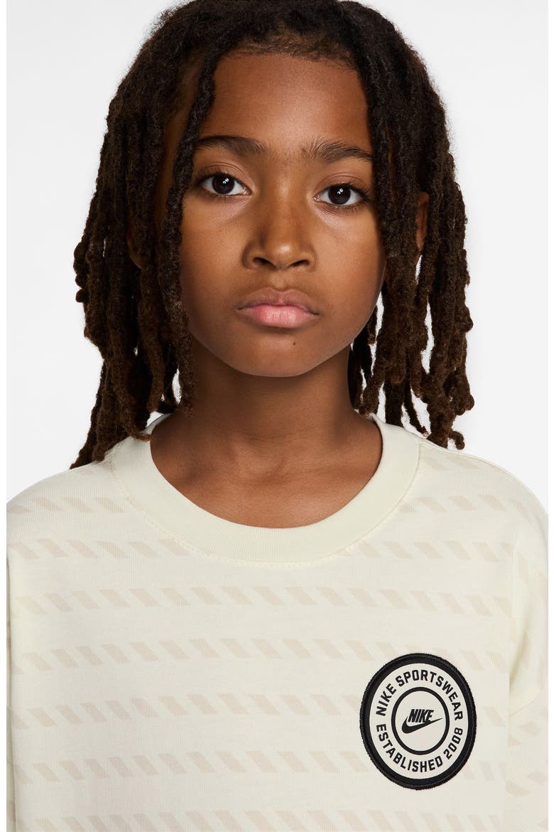 Kids' Sportswear Max90 Broken Stripe Cotton T-Shirt, Alternate, color, SOFT PEARL