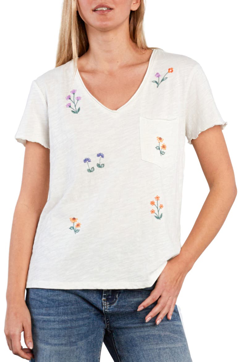Wildfloral Embroidered T-Shirt, Main, color, WHITE FLOWER