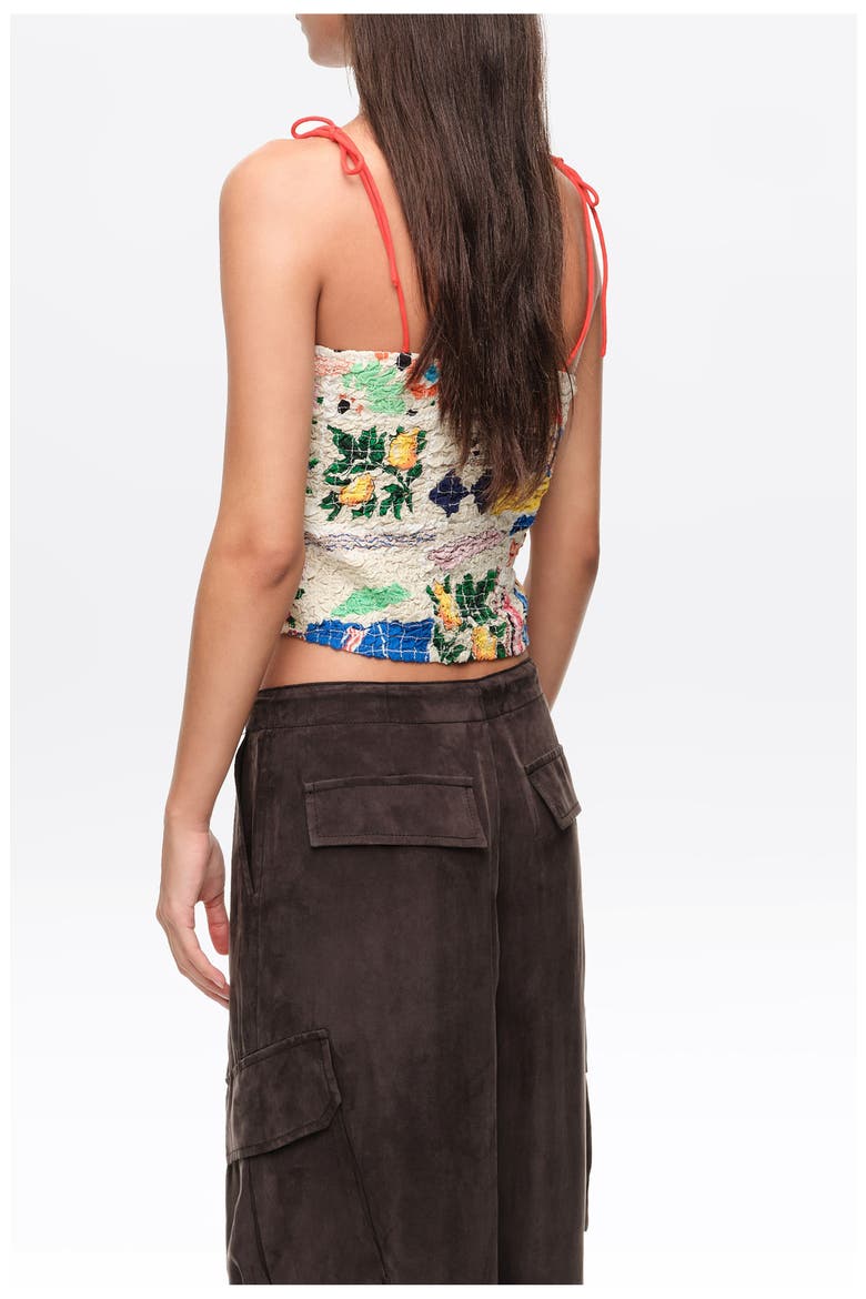 Patchwork Ruched Strappy Top, Alternate, color, PATCHWORK SUMMER
