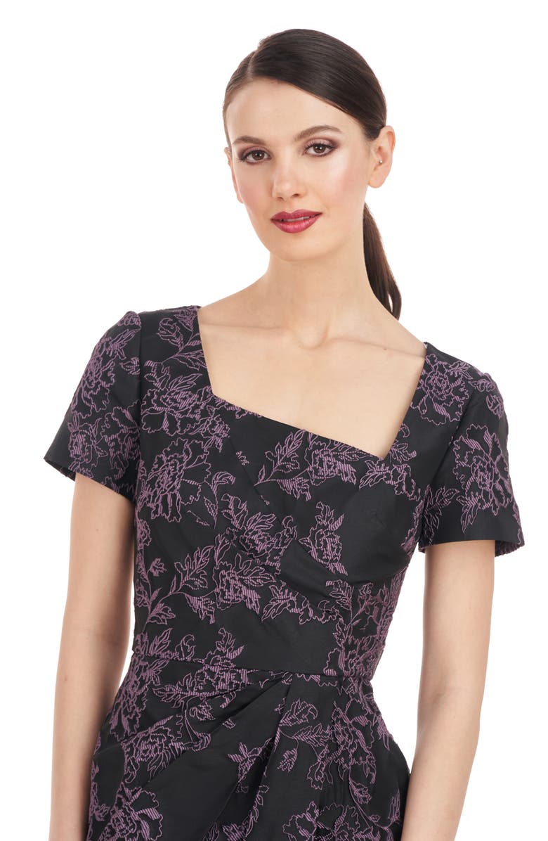 Kay Unger Rosalyn Floral Short Sleeve Column Gown, Alternate, color,