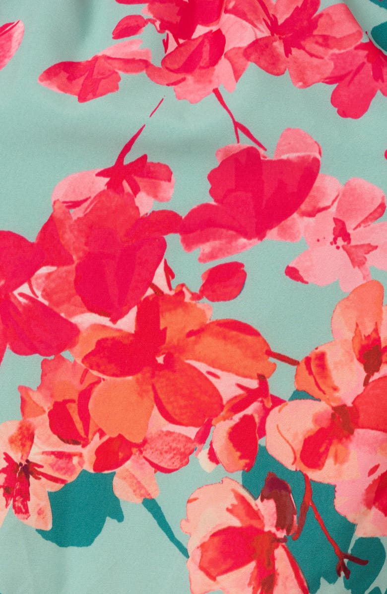 Adrianna Papell Floral Print Halter Neck Midi Dress, Alternate, color, 