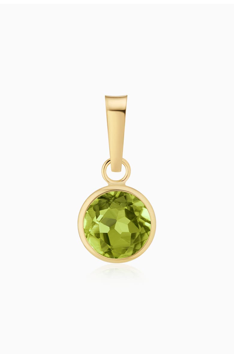 Oradina 14K Yellow Gold Vivid Round Pendant Charm, Main, color, White Gold, Peridot