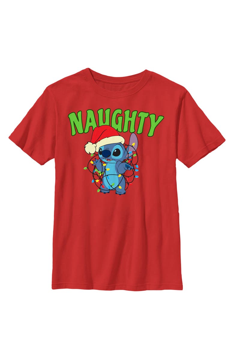 Lilo & Stitch Boy's Lilo & Stitch Christmas Naughty Stitch  Graphic T-Shirt, Main, color, Red