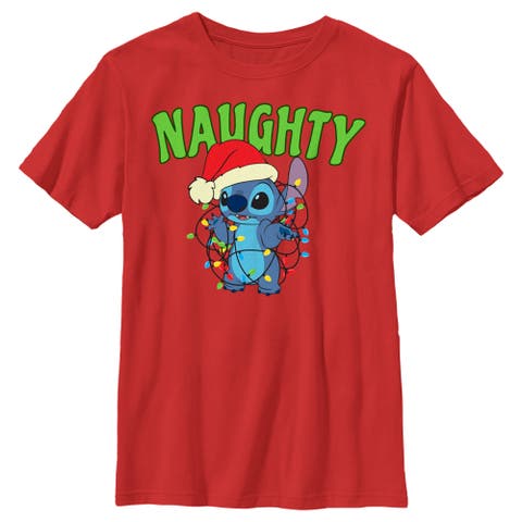 Boy's Lilo & Stitch Christmas Naughty Stitch  Graphic T-Shirt