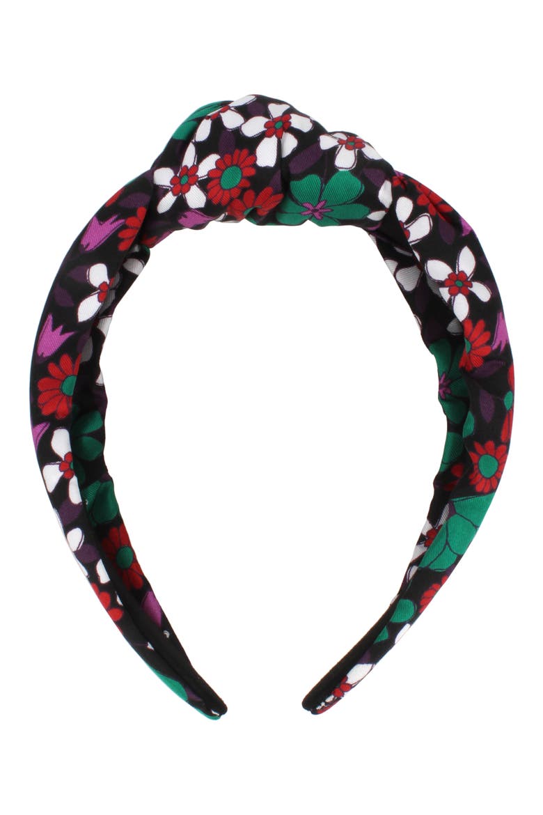 floral medley knot silk headband, Alternate, color, CHALK PINK