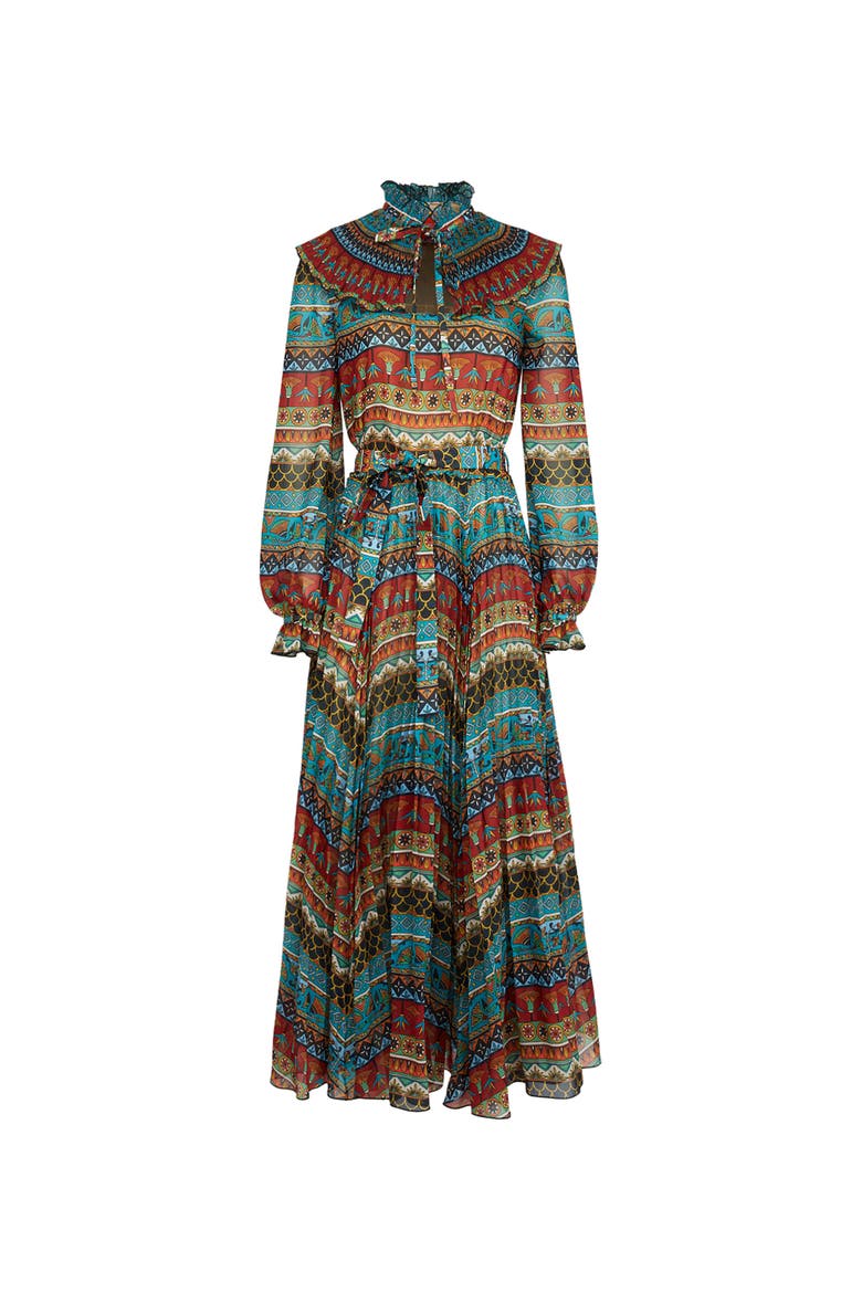 Nefertiti Midi Dress Giza Placée Turquoise, Alternate, color, Giza Placée Turquoise