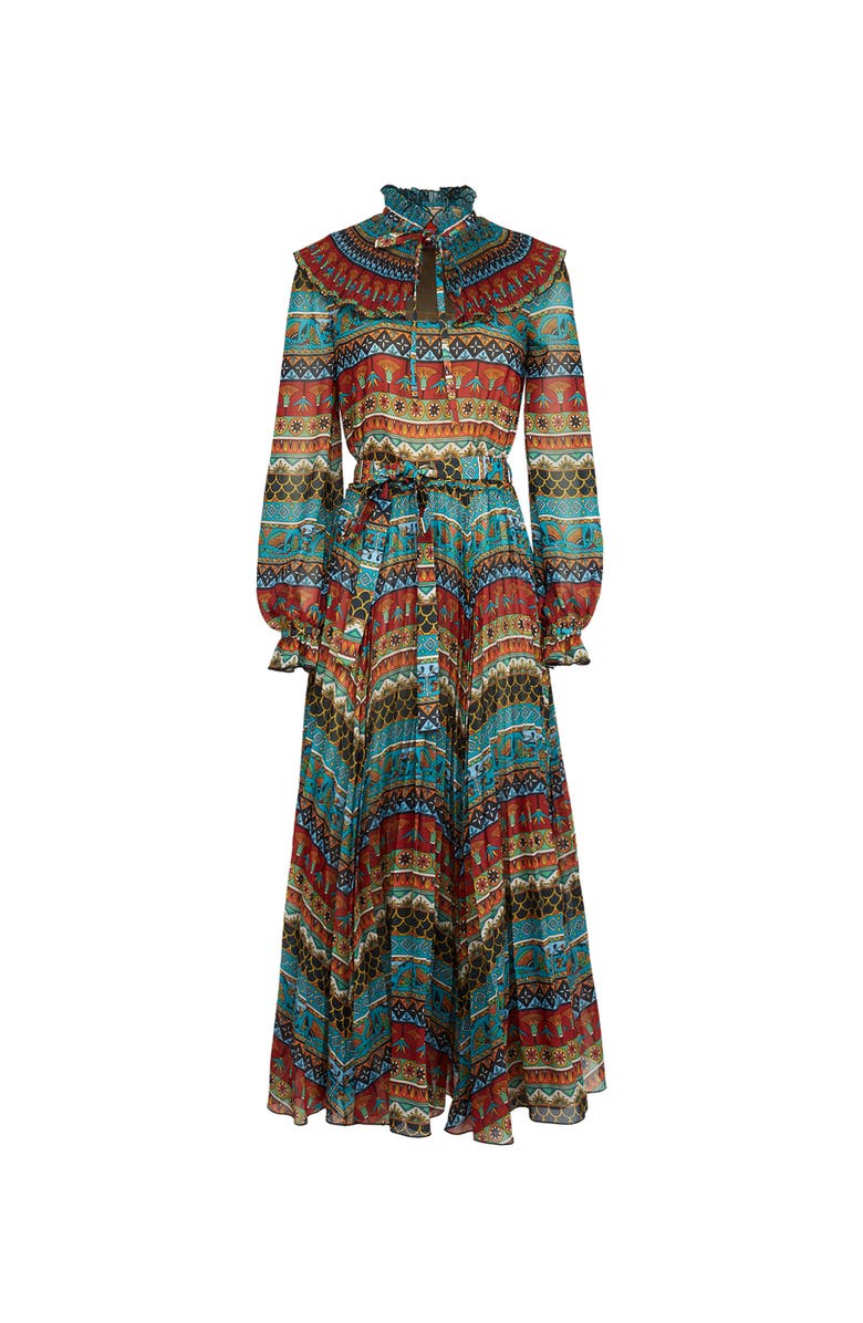 La DoubleJ Nefertiti Midi Dress Giza Placée Turquoise, Alternate, color,