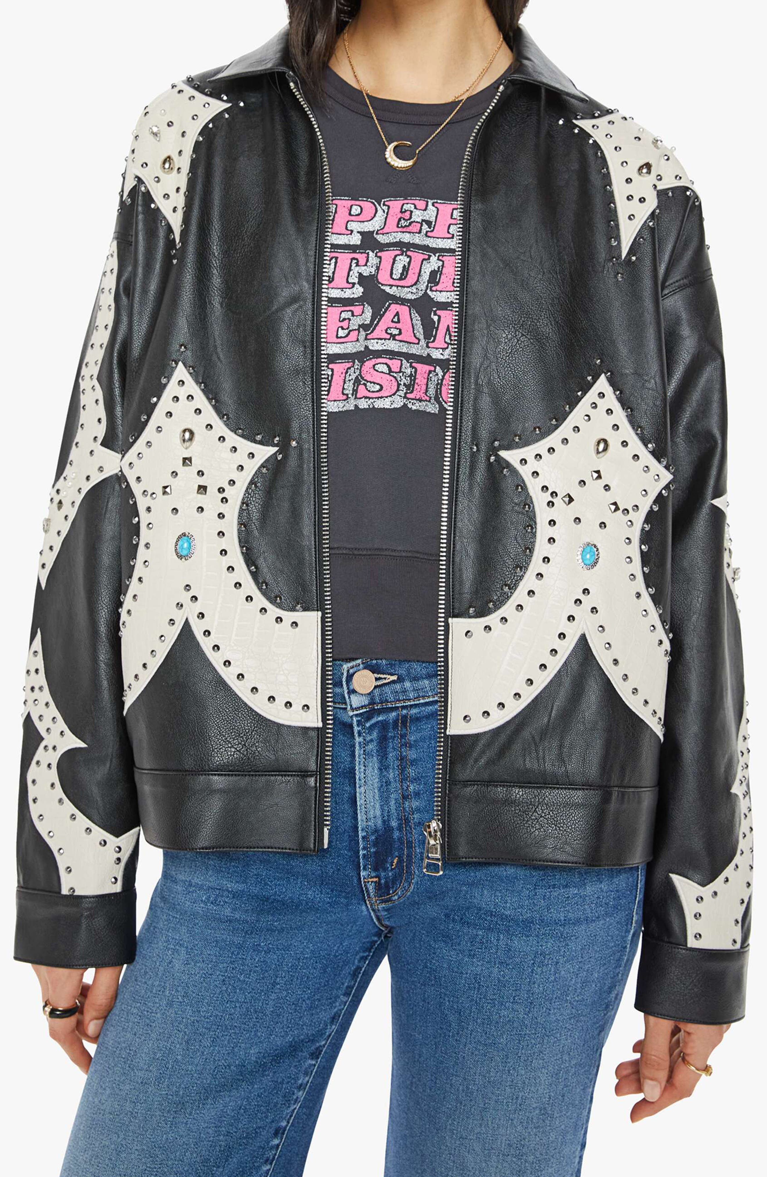 The Zip It Studded Faux Leather Jacket (Women) | Nordstrom