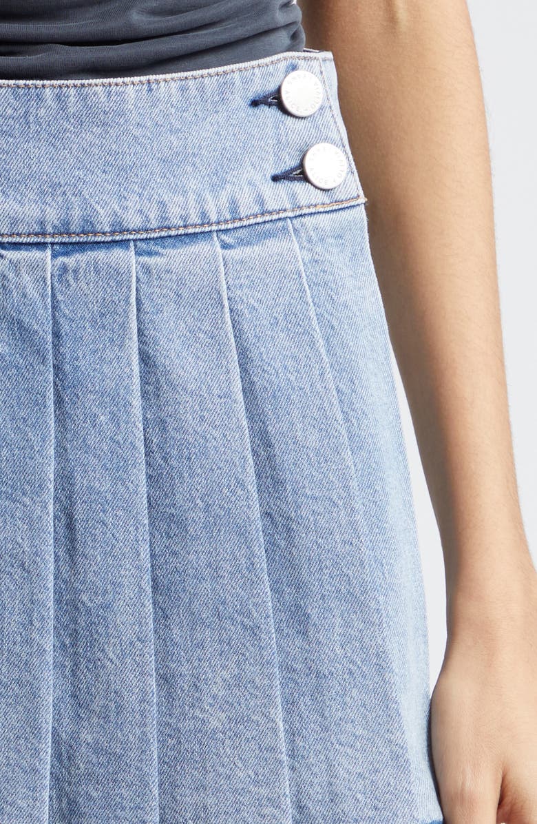 Alice + Olivia Noah Pleated Denim Skort, Alternate, color, Georgia Vintage Blue