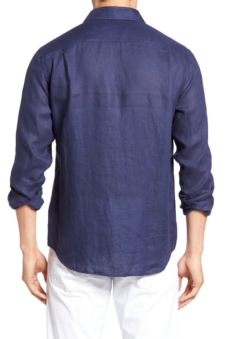 Men's Linen Solid Shirt, Alternate, color, NAVY