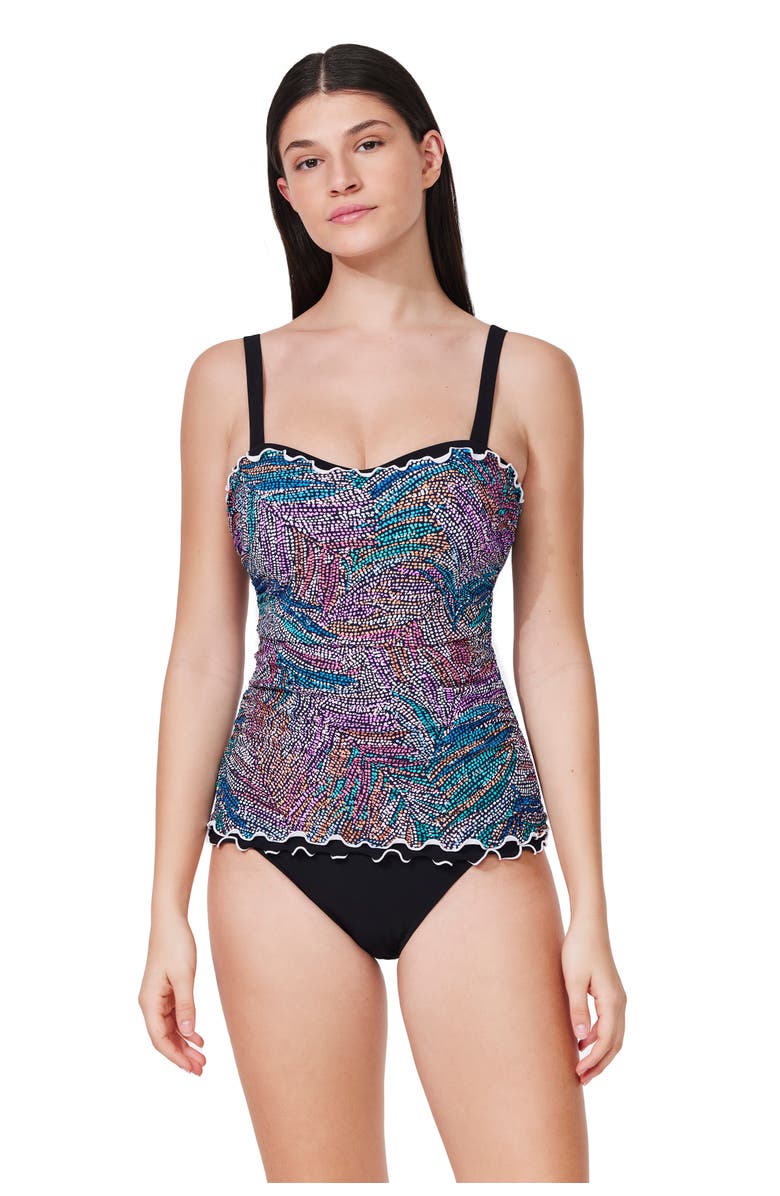 Profile by Gottex Layla Tricolore E-Cup Tankini Top, Main, color, Black-Multi