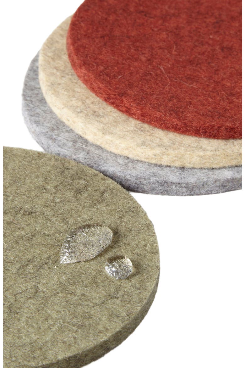 Bierfilzl Merino Wool Round Coaster Solid 4 Pack, Alternate, color, Ikebana