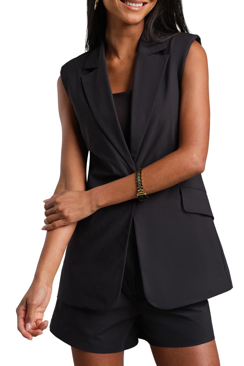 Commuter Sleeveless Blazer, Main, color, BLACK