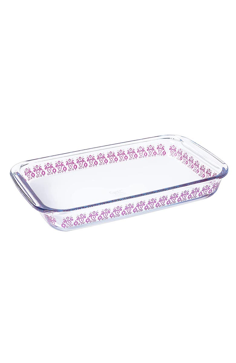 Spice By Tia Mowry 2.3 Quart Spicy Cloves Glass Rectangular Baker, Main, color, Pink
