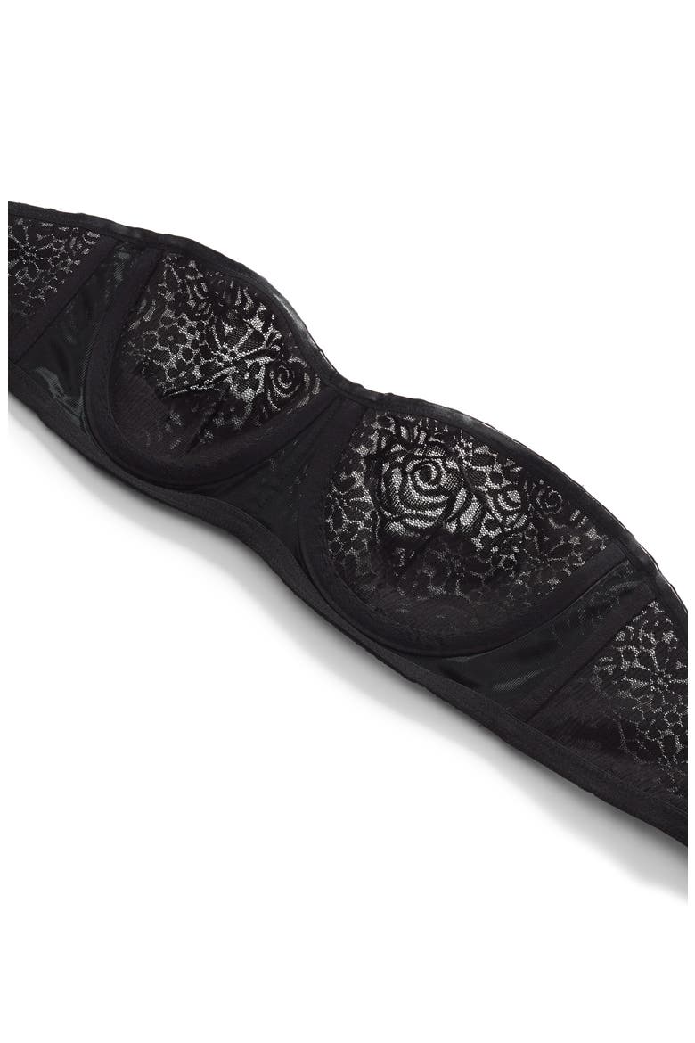 Halo Lace Underwire Strapless Bra, Alternate, color, BLACK