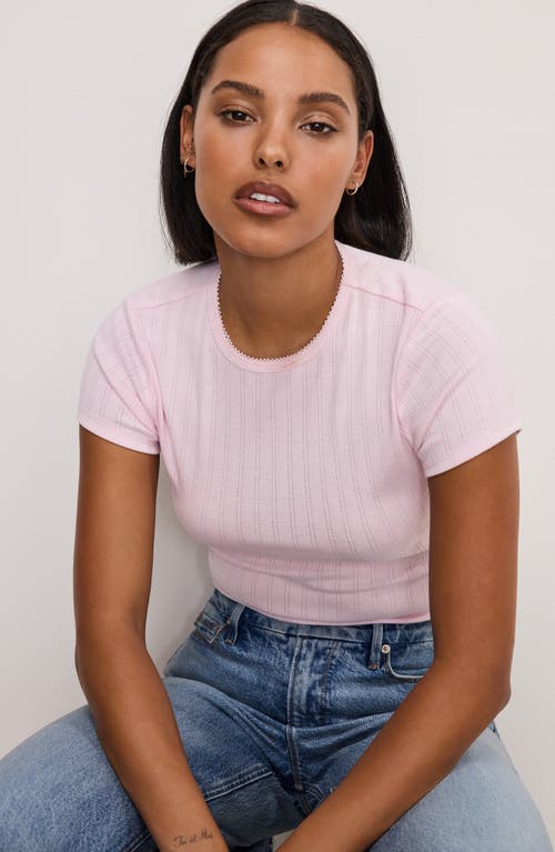 Shop Good American Pointelle Baby Tee In Cotton Candy Pink003