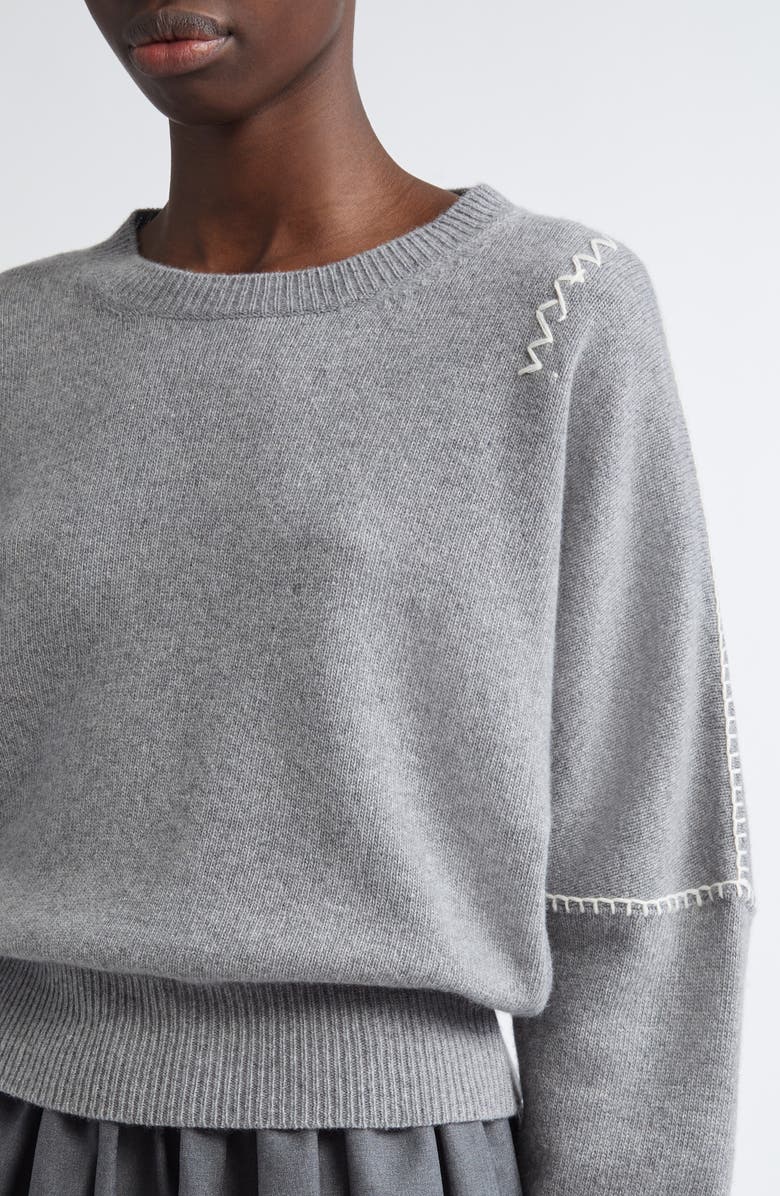 Marni Logo Embroidered Wool & Cashmere Sweater, Alternate, color, 