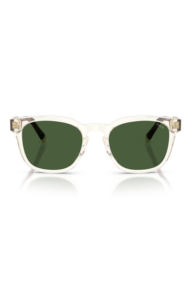 52mm Square Sunglasses, Main, color, TRANSPARENT YELLOW / GREEN
