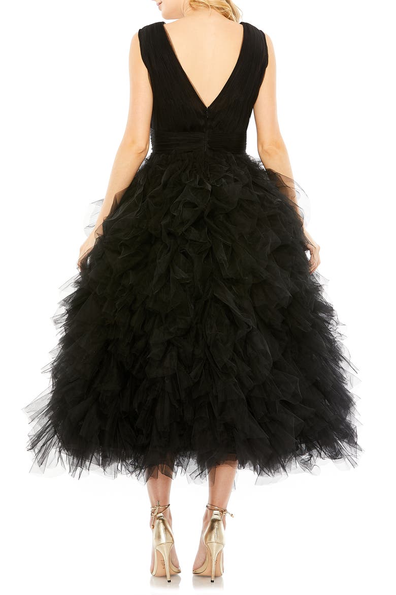 Tulle A-Line Cocktail Dress, Alternate, color, BLACK