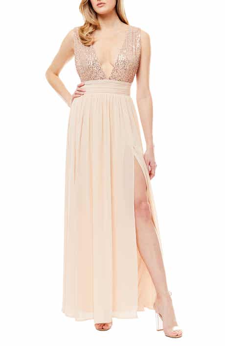 Love By Design Daphne Sequin Top V-Plunge Maxi Dress