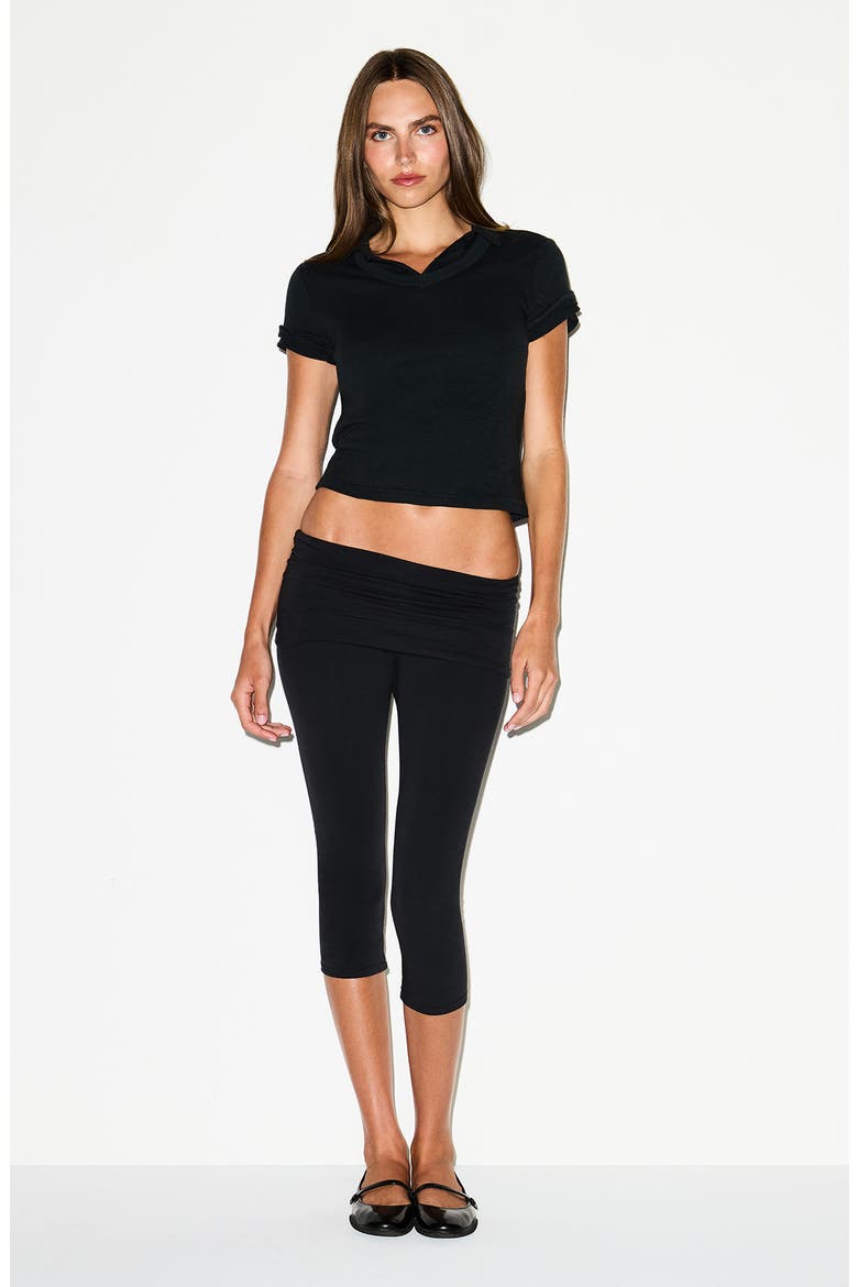 Foldover Capri Leggings, Alternate, color, SOOT