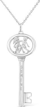 Haus of Brilliance .925 Sterling Silver Diamond Accent Zodiac Key 18" Pendant Necklace