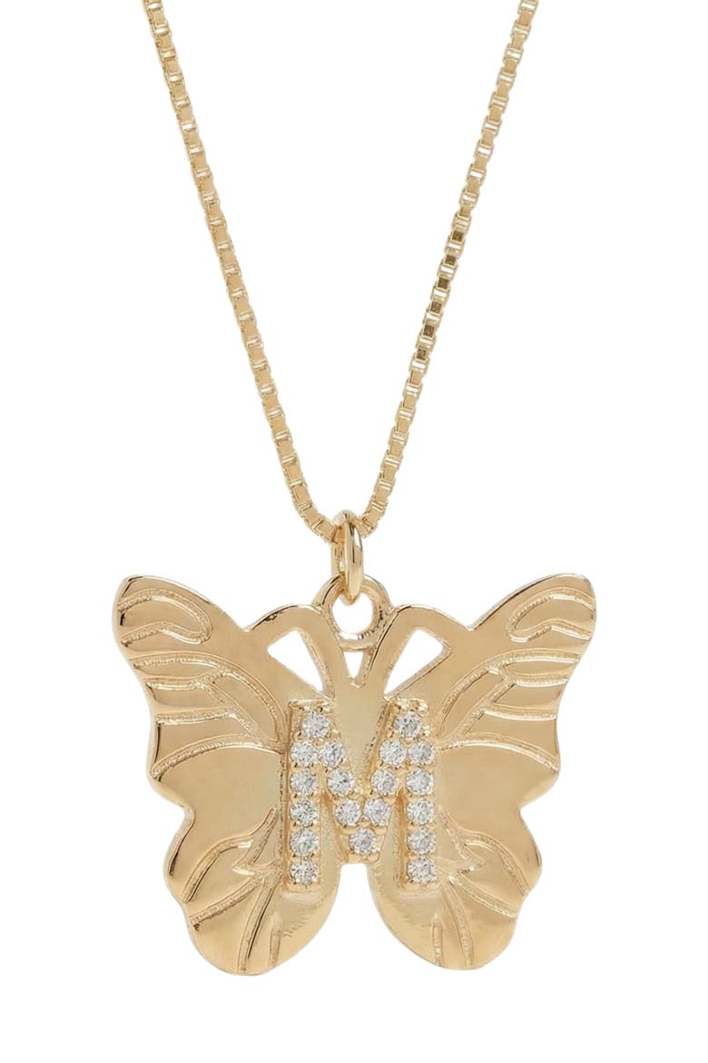 The Butterfly Initial Pendant Nekclace, Main, color, GOLD M