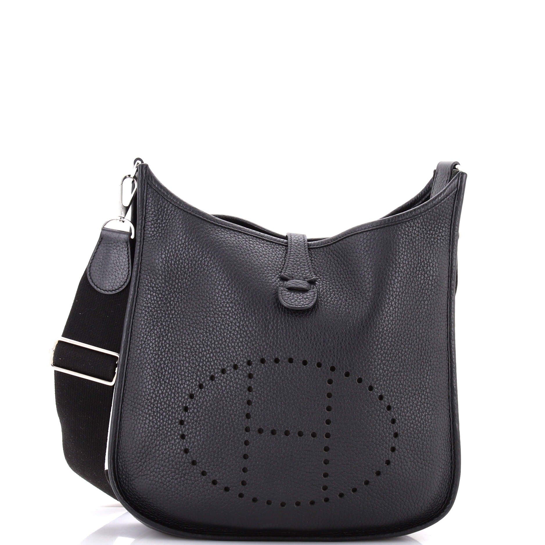 Pre-Owned Hermes Evelyne Bag Gen III Clemence PM, Main, color, Noir