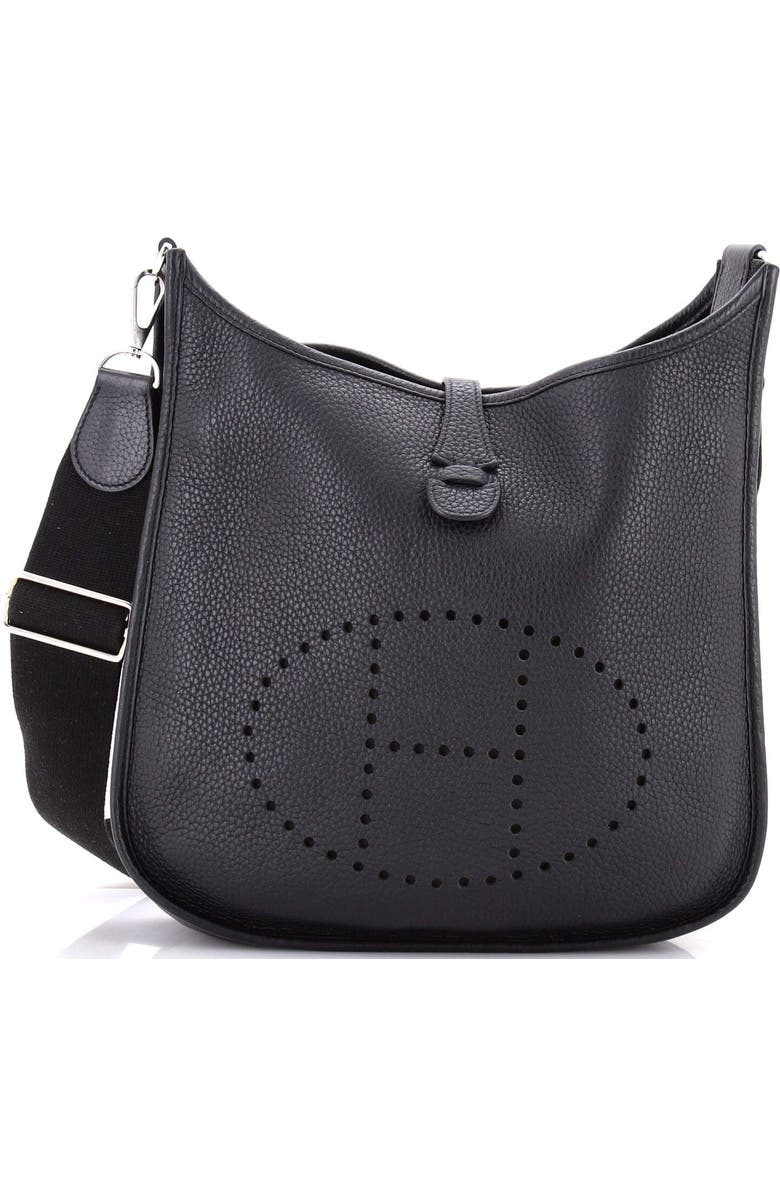 Pre-Owned Hermes Evelyne Bag Gen III Clemence PM, Main, color, Noir