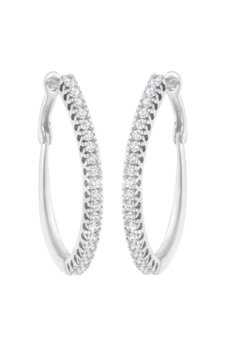 Haus of Brilliance 10KT White Gold 1/2 Ct Diamond Hoop Earrings, Alternate, color, White