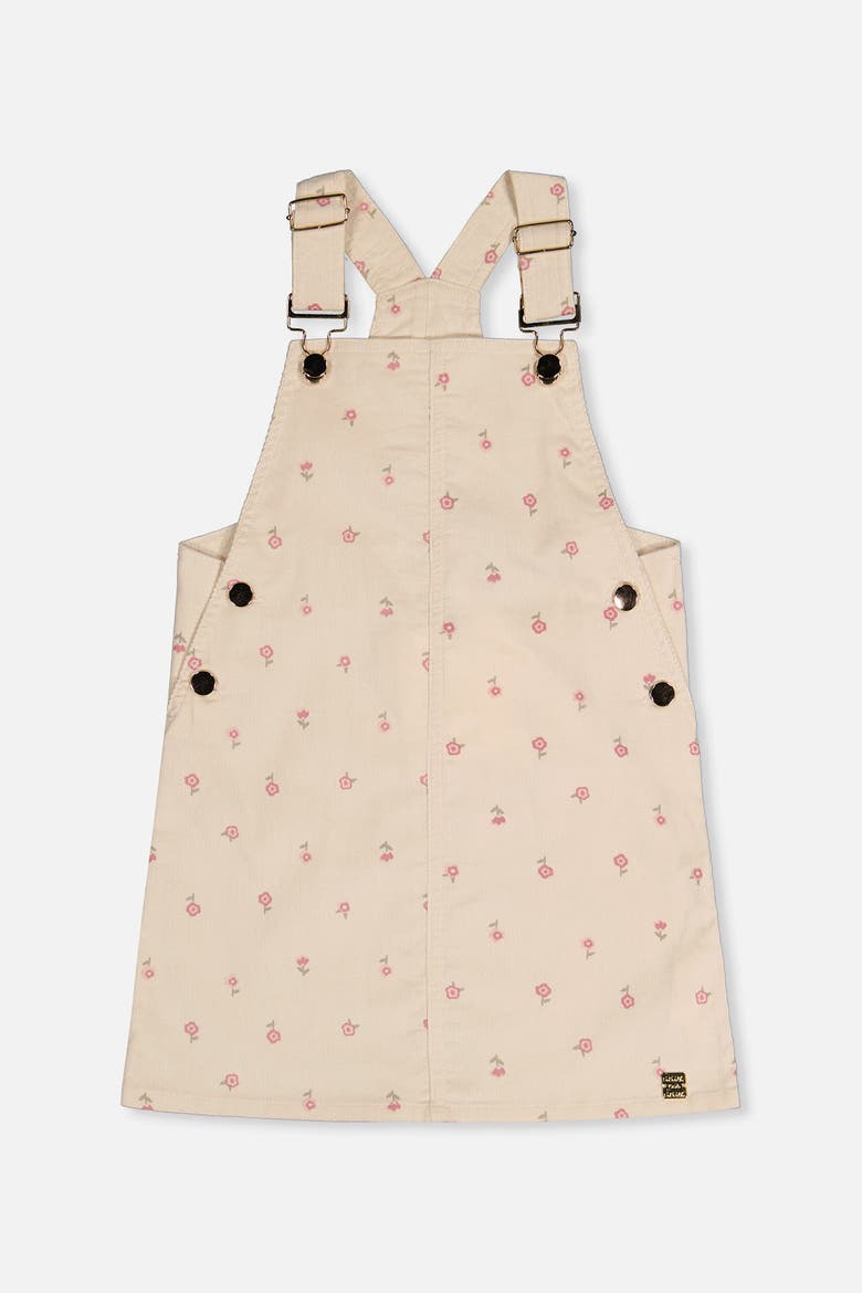 Corduroy Adjustable Strap Overall Dress, Main, color, Beige Floral Print