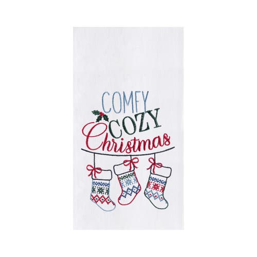 C & F Home C&f Home Winter "comfy Cozy Christmas" Sentiment Featuring Hanging Stockings Cotton Flour Sack Kitch In White