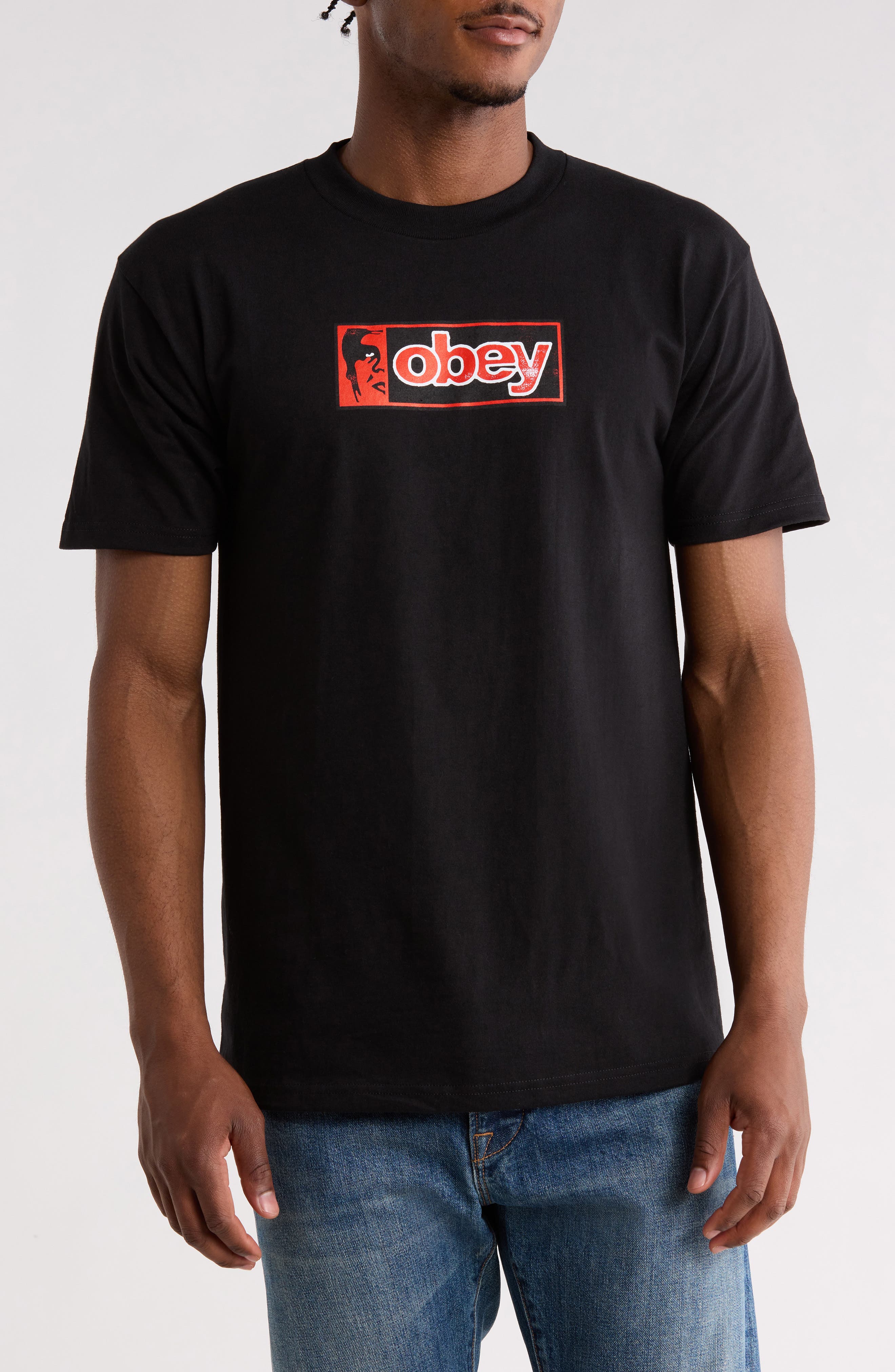 Obey Half Icon Cotton Graphic T-Shirt
