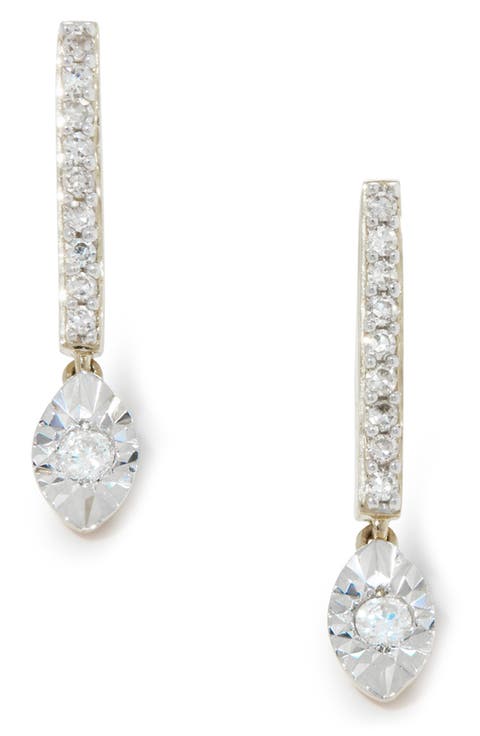 14K Gold Diamond Marquise Drop Earrings