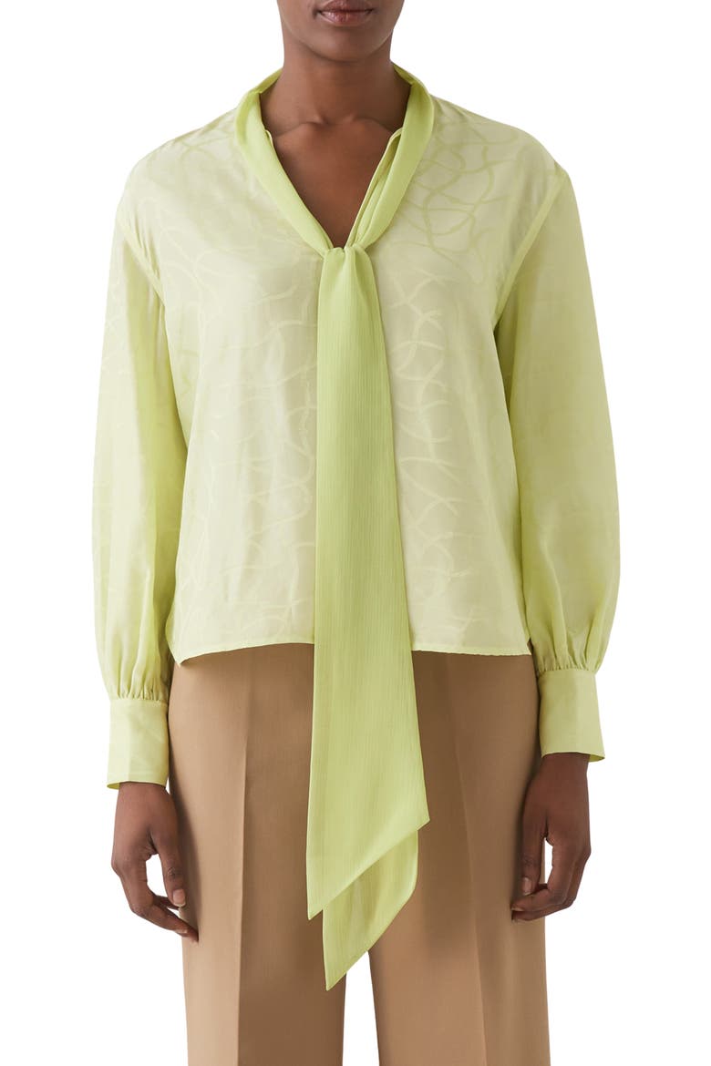 Maggie Tie Neck Top, Main, color, LIME