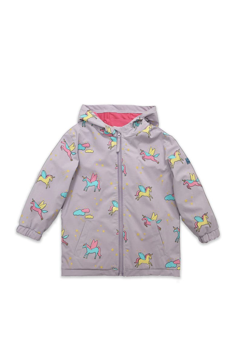 Kid's Girls Color Changing Hooded Raincoat, Alternate, color, Purple