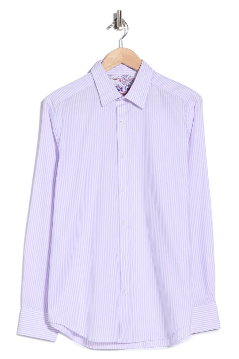 Washburn Stretch Cotton Button-Up Shirt, Alternate, color, PURPLE
