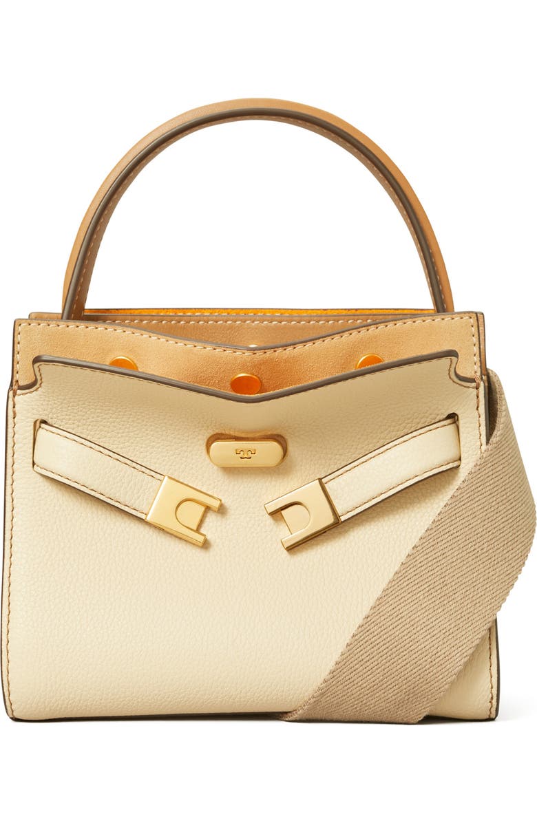 Tory Burch Petite Lee Radziwill Suede & Pebble Leather Double Bag, Alternate, color,