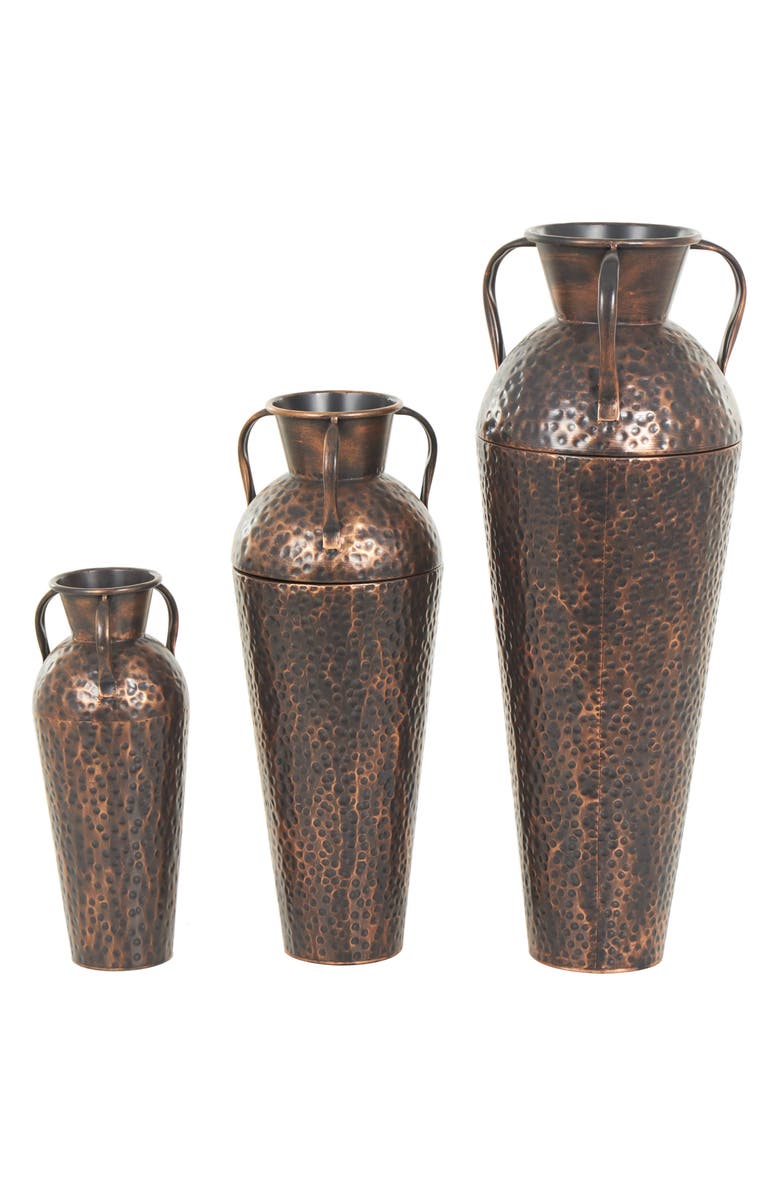 SONOMA SAGE HOME Set of 3 Assorted Metal Vases, Main, color, Copper