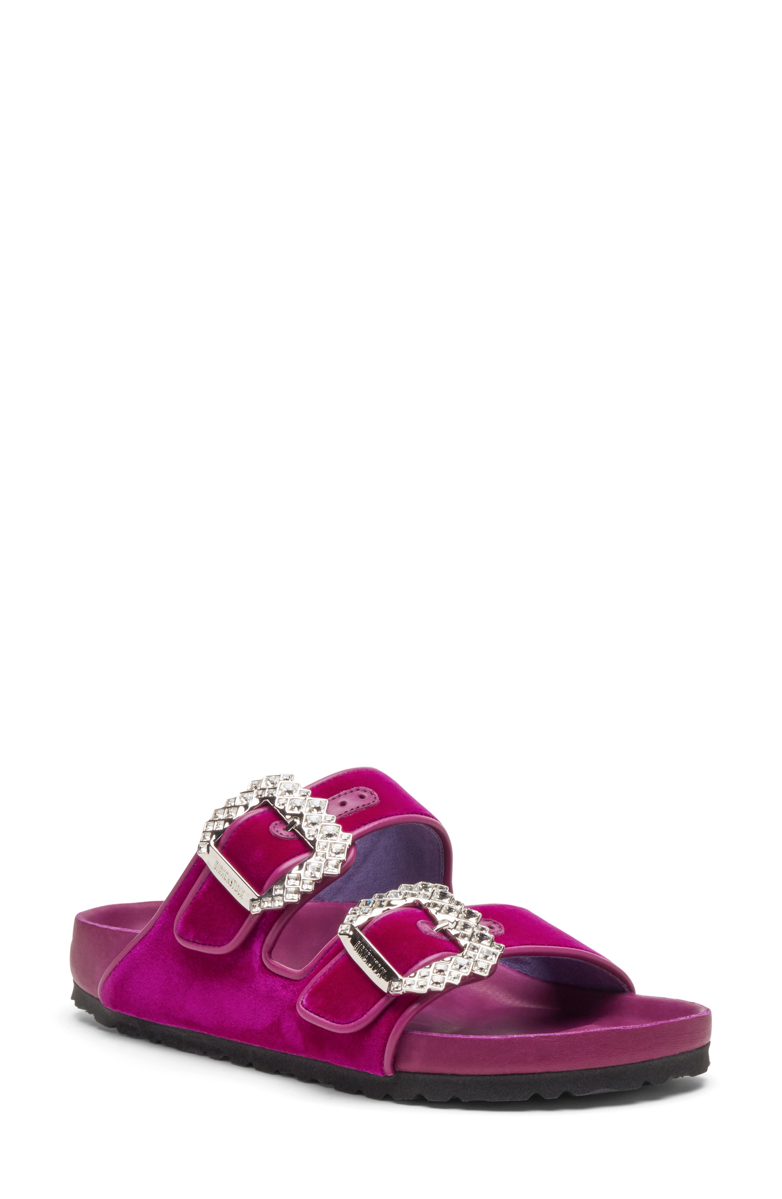 BIRKENSTOCK X MANOLO Blahnik Arizona Crystal Buckle Slide Sandal, Main, color, 
