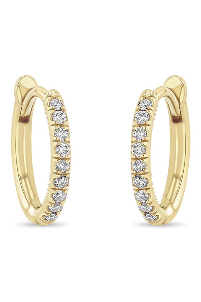 Small Diamond Pavé Hinge Huggie Earrings, 10.5mm, Main, color, 14K YELLOW GOLD