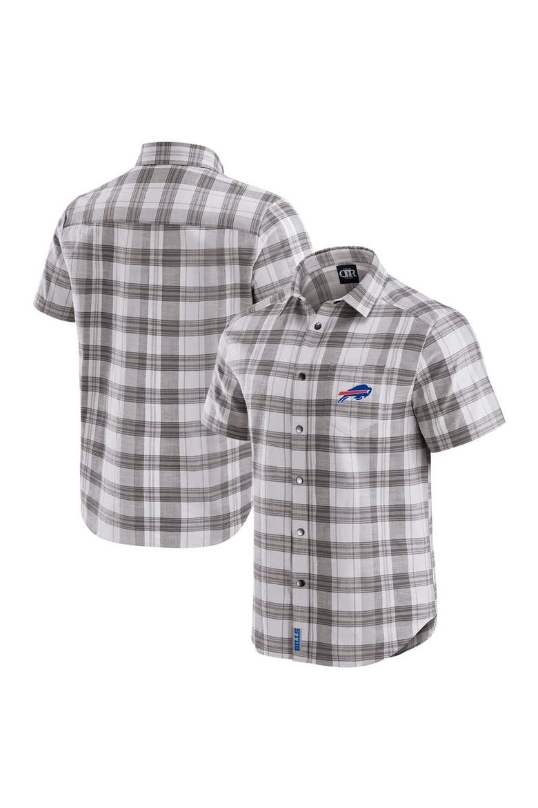 Men's Darius Rucker Collection by Fanatics Gray Buffalo Bills Team Plaid Short Sleeve Full-Snap Shirt, Main, color, Gray