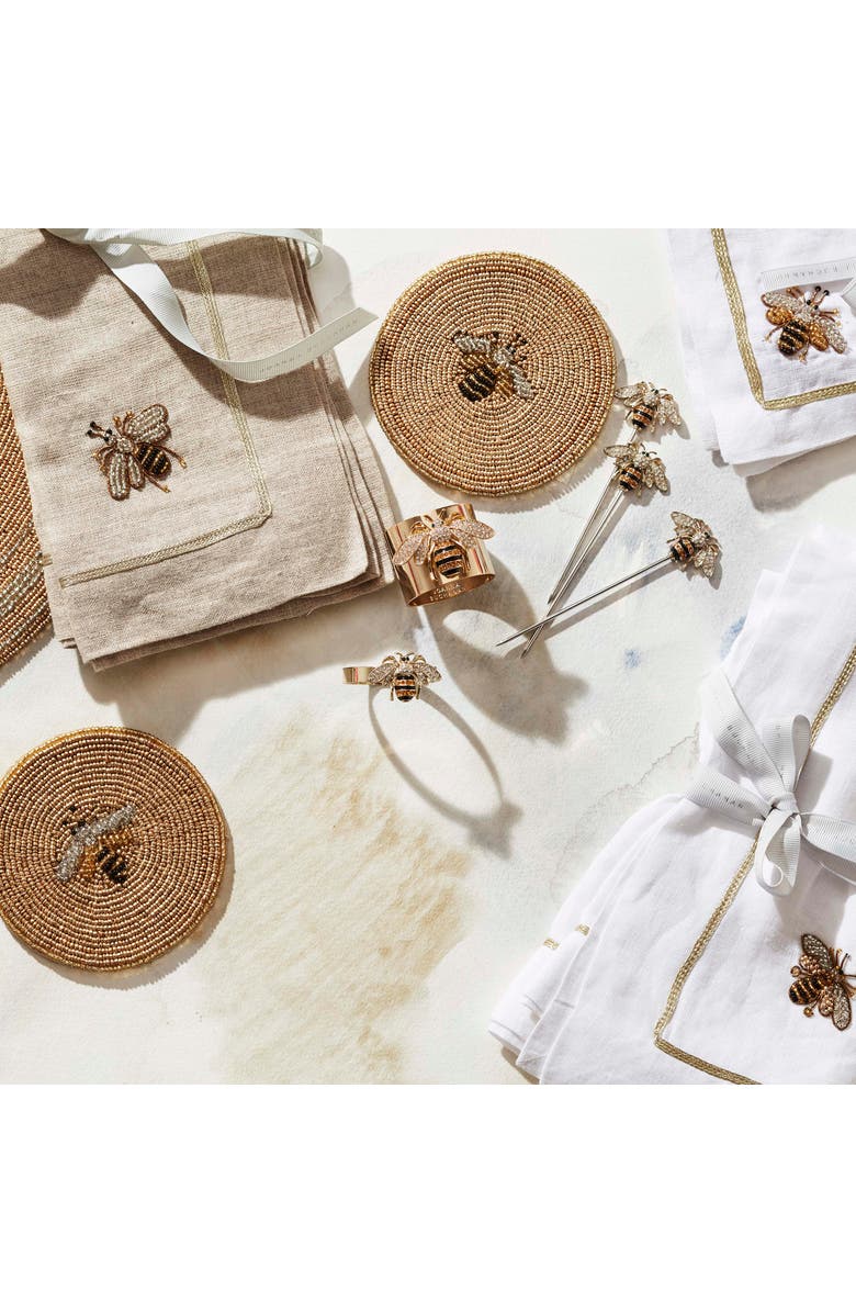 Joanna Buchanan Stripey bee placecard holders, set of two, Alternate, color, Gold