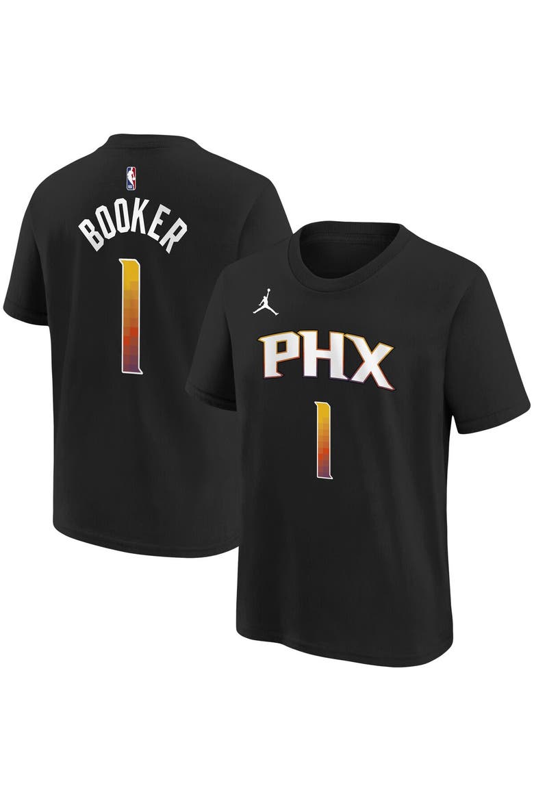 Youth Jordan Brand Devin Booker Black Phoenix Suns Statement Edition Name & Number Player T-Shirt, Main, color, Black